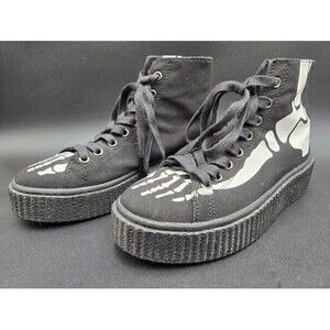 Demonia Shoes Womens 7 Platform Creeper Skeleton Xray Bones Sneeker 252 Goth